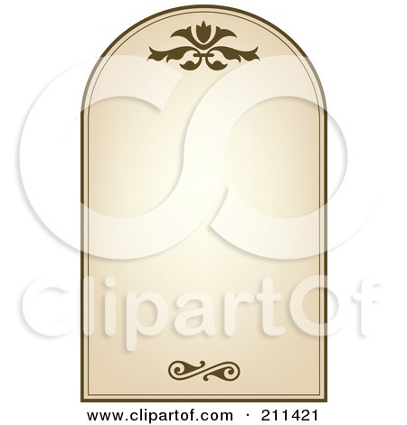Royalty-Free (RF) Clipart Illustration of an Aged Label With Brown Floral Designs And Text Space - 4 by Eugene