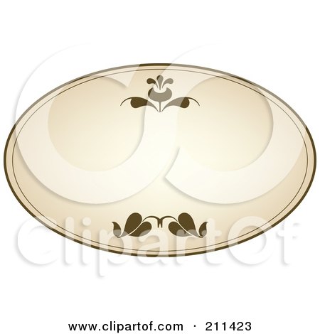 Royalty-Free (RF) Clipart Illustration of an Aged Label With Brown Floral Designs And Text Space - 7 by Eugene