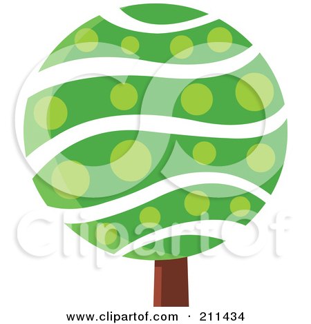Royalty-Free (RF) Clipart Illustration of a Round Tree With Waves And Polka Dots by yayayoyo