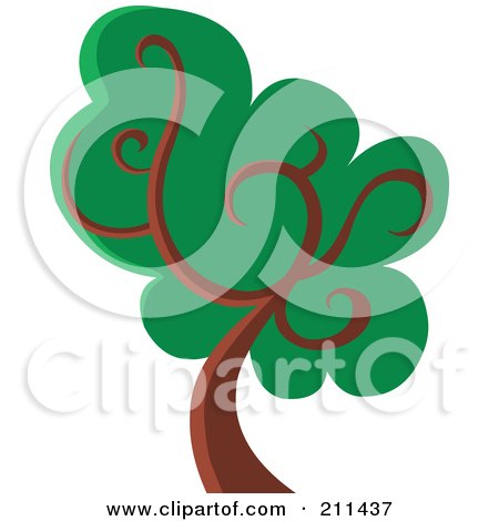 Royalty-Free (RF) Clipart Illustration of a Tree With Lush Foliage And Thick Branches by yayayoyo