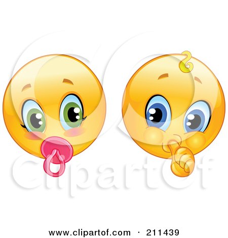Royalty-Free (RF) Clipart Illustration of a Digital Collage Of Baby Yellow Smiley Face Emoticons by yayayoyo