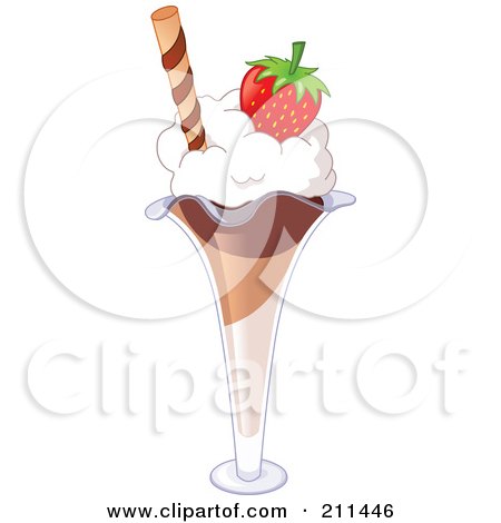 Royalty-Free (RF) Clipart Illustration of a Milkshake With Whipped Cream And A Strawberry by yayayoyo