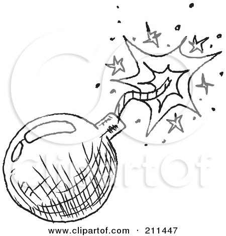 Royalty-Free (RF) Clipart Illustration of a Black And White Bomb Doodle Sketch by yayayoyo