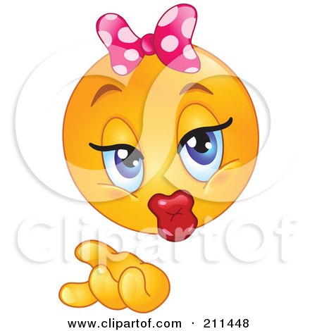 Royalty-Free (RF) Clipart Illustration of a Yellow Smiley Face Girl Blowing A Kiss by yayayoyo
