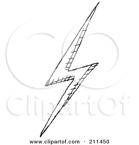 Royalty-Free (RF) Clipart Illustration of a Black And White Lightning Bolt Doodle Sketch by yayayoyo