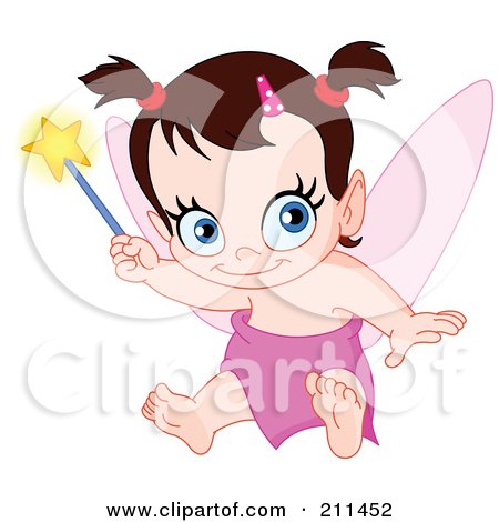 Royalty-Free (RF) Clipart Illustration of a Cute Baby Pixie Holding A Wand by yayayoyo