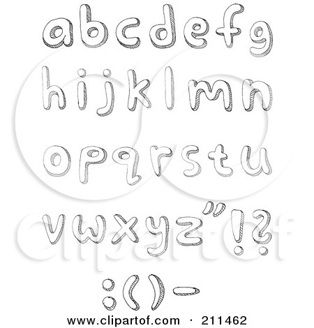 Royalty-Free (RF) Clipart Illustration of a Digital Collage Of Lowercase Sketched Letters by yayayoyo