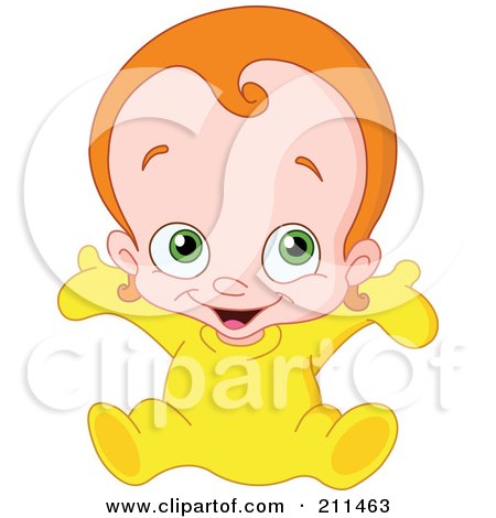 Royalty-Free (RF) Clipart Illustration of a Red Haired Baby Boy In A Yellow Outfit by yayayoyo