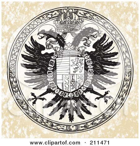 Royalty-Free (RF) Clipart Illustration of a Double Headed Eagle Seal Design by BestVector