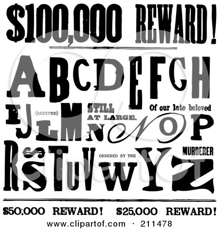 Royalty-Free (RF) Clipart Illustration of a Digital Collage Of Ransom Reward Letters by BestVector