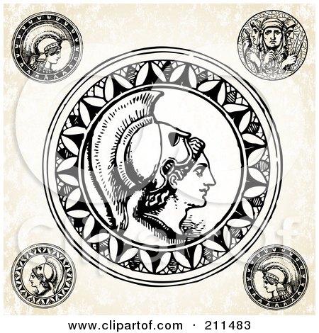 Royalty-Free (RF) Clipart Illustration of a Digital Collage Of Roman Soldier Seals by BestVector