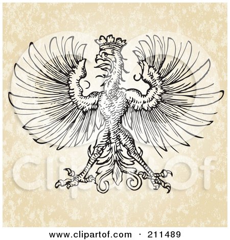 Royalty-Free (RF) Clipart Illustration of a Crowned Eagle Design by BestVector
