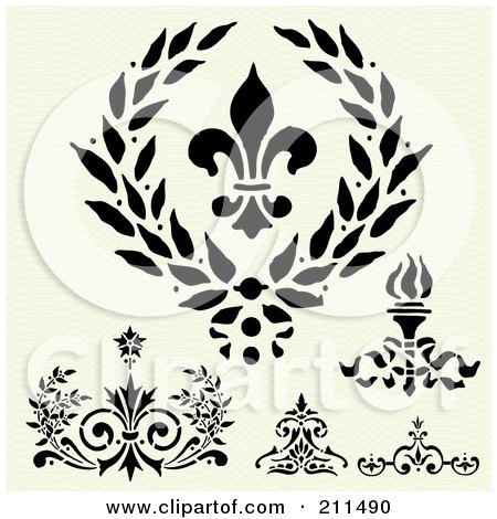 Royalty-Free (RF) Clipart Illustration of a Digital Collage Of Wreath Border Elements And Designs by BestVector