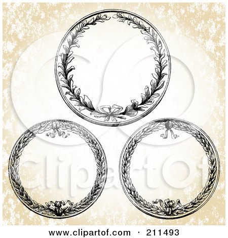 Royalty-Free (RF) Clipart Illustration of a Digital Collage Of Three Circle Wreath Frames by BestVector