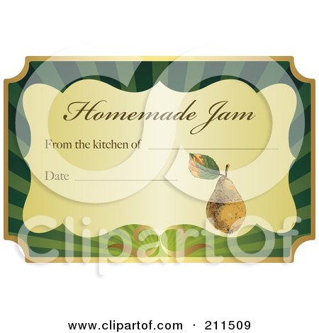 Royalty-Free (RF) Clipart Illustration of a Golden And Green Homemade Jam Label With Text And Date Space - 3 by Eugene