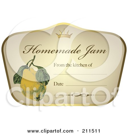 Royalty-Free (RF) Clipart Illustration of a Crown And Fruit On A Homemade Jam Label With Text Space - 1 by Eugene