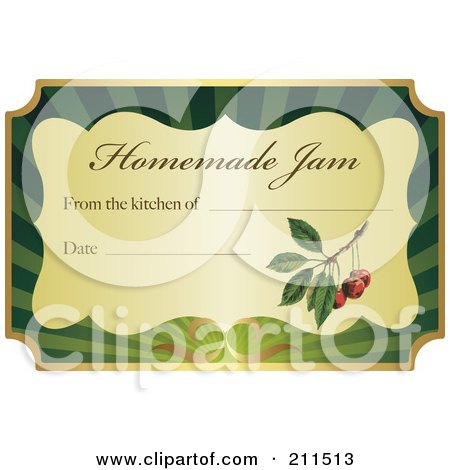Royalty-Free (RF) Clipart Illustration of a Golden And Green Homemade Jam Label With Text And Date Space - 8 by Eugene