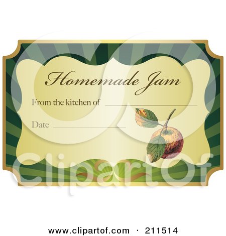 Royalty-Free (RF) Clipart Illustration of a Golden And Green Homemade Jam Label With Text And Date Space - 4 by Eugene