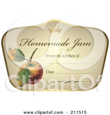 Royalty-Free (RF) Clipart Illustration of a Crown And Fruit On A Homemade Jam Label With Text Space - 3 by Eugene