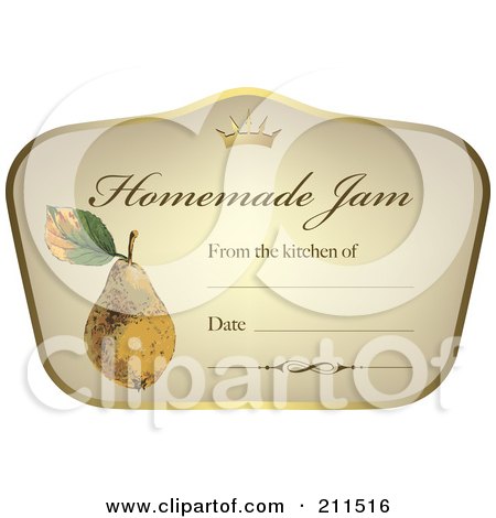 Royalty-Free (RF) Clipart Illustration of a Crown And Fruit On A Homemade Jam Label With Text Space - 2 by Eugene