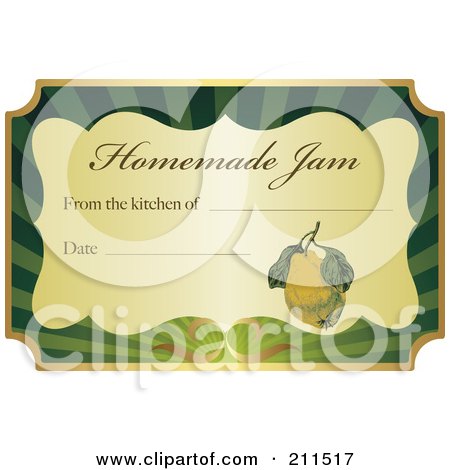 Royalty-Free (RF) Clipart Illustration of a Golden And Green Homemade Jam Label With Text And Date Space - 2 by Eugene
