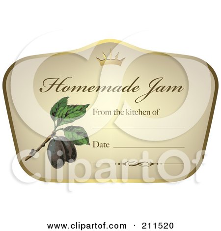 Royalty-Free (RF) Clipart Illustration of a Crown And Fruit On A Homemade Jam Label With Text Space - 4 by Eugene