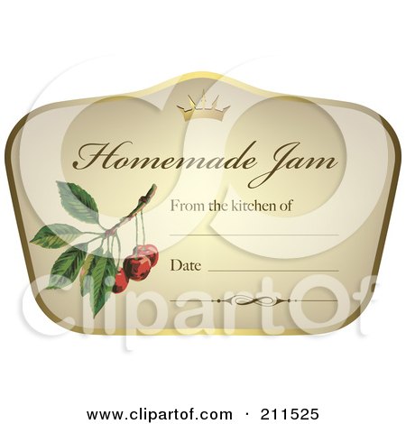 Royalty-Free (RF) Clipart Illustration of a Crown And Fruit On A Homemade Jam Label With Text Space - 7 by Eugene
