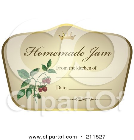 Royalty-Free (RF) Clipart Illustration of a Crown And Fruit On A Homemade Jam Label With Text Space - 8 by Eugene
