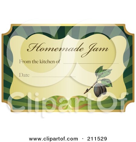 Royalty-Free (RF) Clipart Illustration of a Golden And Green Homemade Jam Label With Text And Date Space - 5 by Eugene