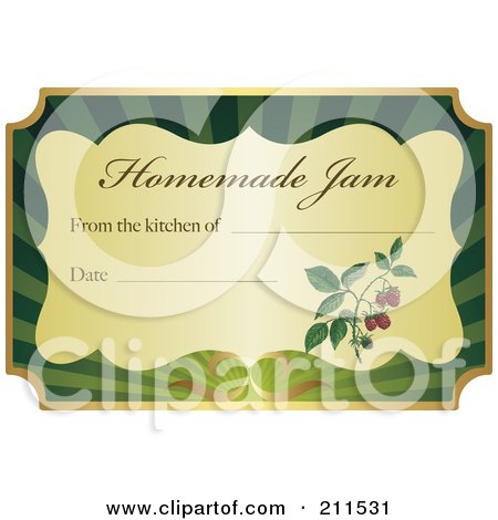 Royalty-Free (RF) Clipart Illustration of a Golden And Green Homemade Jam Label With Text And Date Space - 1 by Eugene