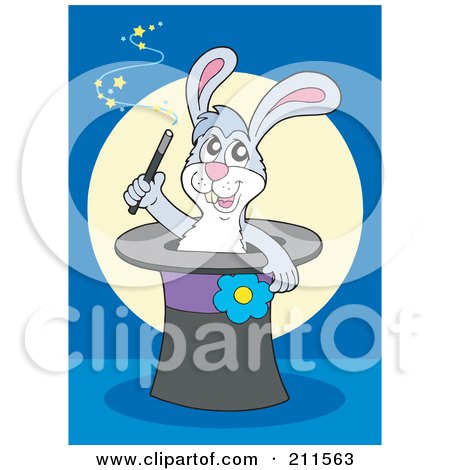 Royalty-Free (RF) Clipart Illustration of a Magician Rabbit In A Hat by visekart