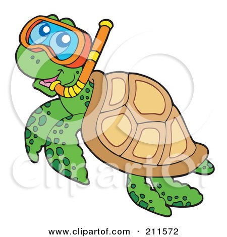 Royalty-Free (RF) Clipart Illustration of a Cute Snorkeling Sea Turtle by visekart