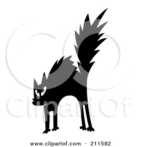Royalty-Free (RF) Clipart Illustration of a Scared Black And White Cat by Hit Toon