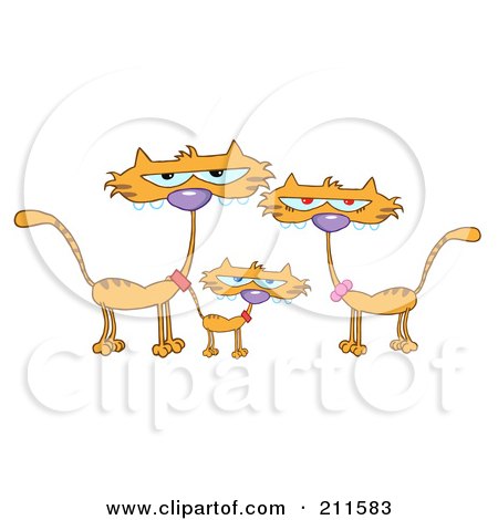Royalty-Free (RF) Clipart Illustration of a Family Of Three Ginger Cats by Hit Toon