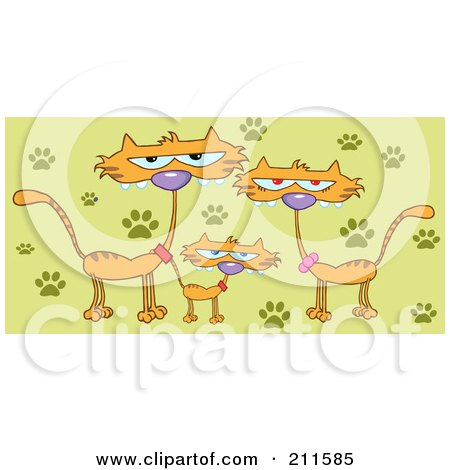 Royalty-Free (RF) Clipart Illustration of a Family Of Three Marmalade Cats by Hit Toon