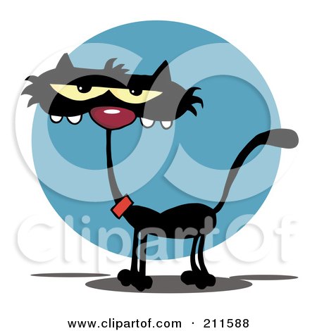 Royalty-Free (RF) Clipart Illustration of a Scrawny Black Kitty Cat by Hit Toon