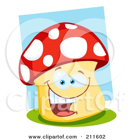 Royalty-Free (RF) Clipart Illustration of a Happy Mushroom Face Smiling by Hit Toon