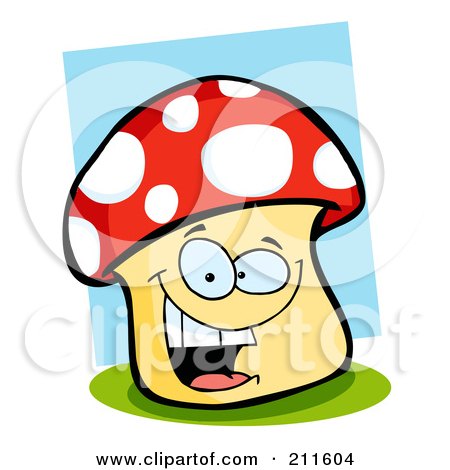 Royalty-Free (RF) Clipart Illustration of a Happy Mushroom Smiling by Hit Toon