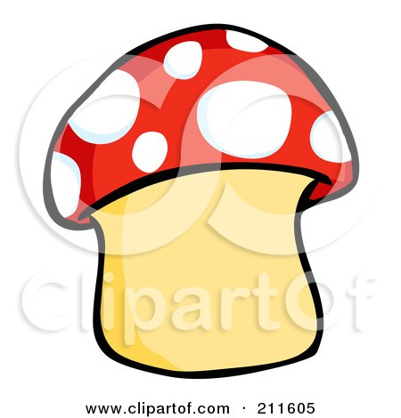 Royalty-Free (RF) Clipart Illustration of a Red, White And Beige Mushroom by Hit Toon