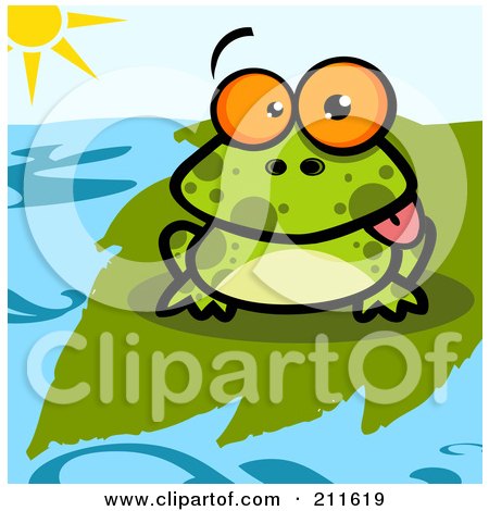 Royalty-Free (RF) Clipart Illustration of a Goofy Spotted Frog On A Lily Pad by Hit Toon