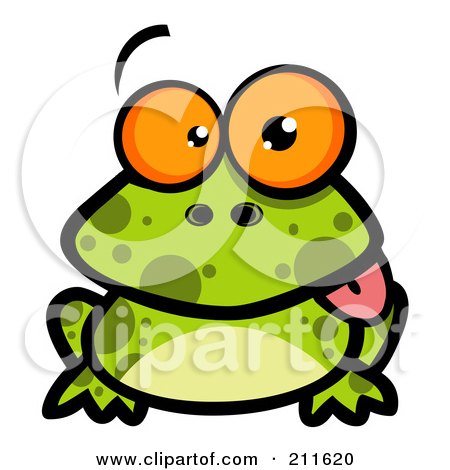 Royalty-Free (RF) Clipart Illustration of a Goofy Spotted Frog Hanging Its Tongue Out by Hit Toon