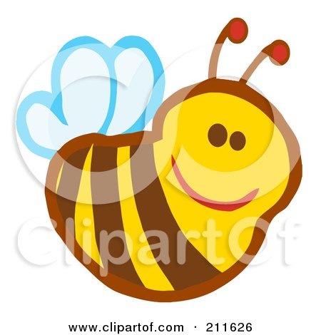 Royalty-Free (RF) Clipart Illustration of a Cute Smiling Bee by Hit Toon
