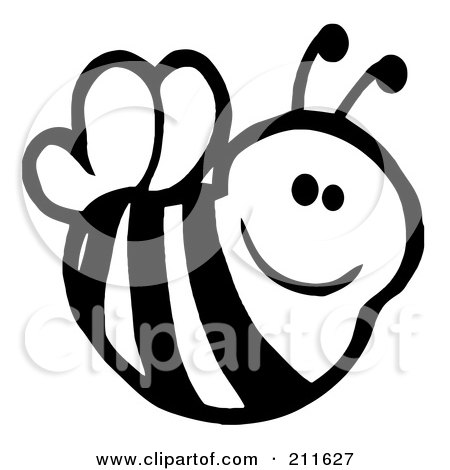 Royalty-Free (RF) Clipart Illustration of a Cute Black And White Smiling Bee by Hit Toon