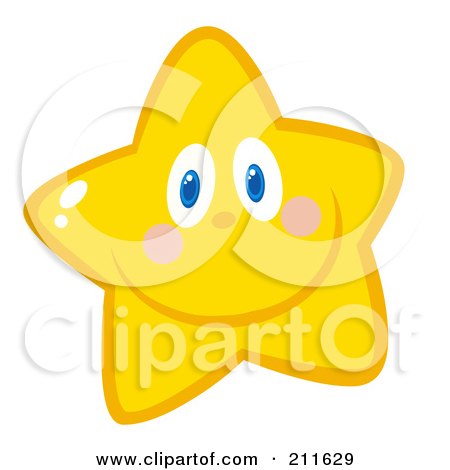 Royalty-Free (RF) Clipart Illustration of a Friendly Yellow Star Face by Hit Toon