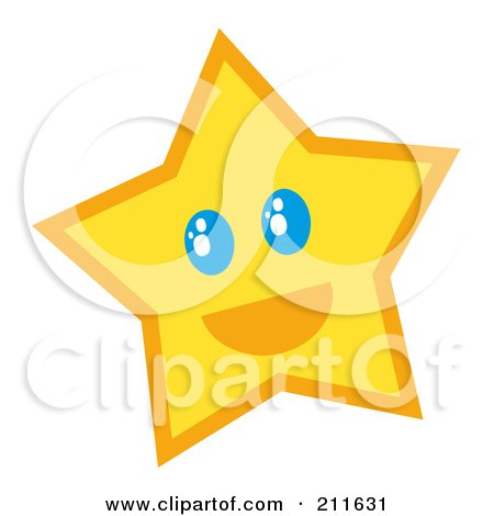 Royalty-Free (RF) Clipart Illustration of a Happy Yellow Star Face by Hit Toon