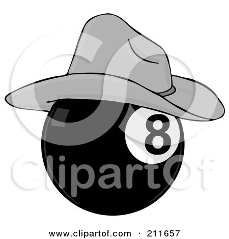 Royalty-Free (RF) Clipart Illustration of a Billiards Eight Ball Wearing A Cowboy Hat by djart