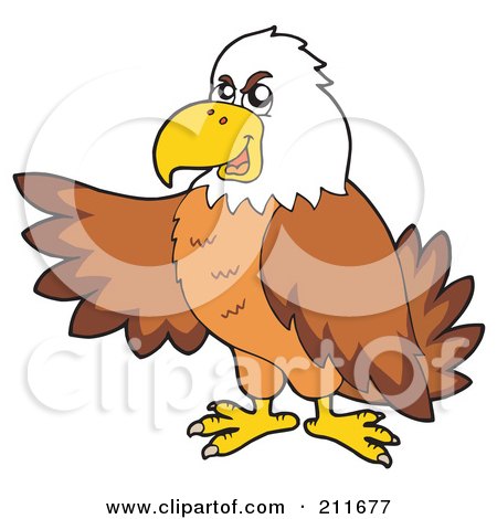Royalty-Free (RF) Clipart Illustration of a Bald Eagle Pointing To The Left by visekart