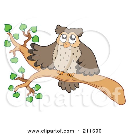 Royalty-Free (RF) Clipart Illustration of an Owl On A Tree Branch by visekart