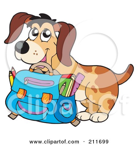 Royalty-Free (RF) Clipart Illustration of a Happy Dog Student With A Backpack by visekart