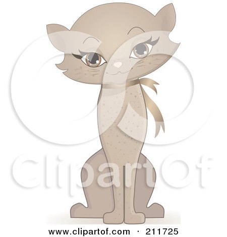 Royalty-Free (RF) Clipart Illustration of a Pretty Beige Kitty Cat Sitting by Melisende Vector